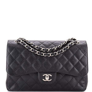 Chanel Jumbo Classic Double Flap Bag Quilted Caviar
